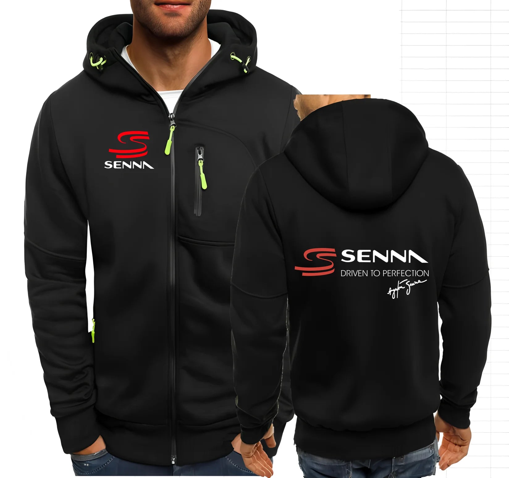 Ayrton Senna Brazilian Formula 1 Legend Men Hoodies Sweatshirts Zip up Hooded Sweatshirt Men Car F1 Sportswear Casual Jacket
