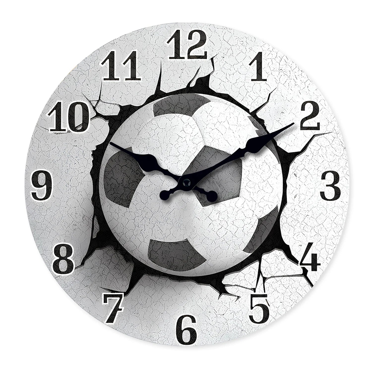 Creative and Unique Football Pattern Wooden Wall Clock for Living Room, Bedroom, Kitchen, Home Decoration, Silent Quartz Clock, Holiday Gift, 10 Inches, 12 Inches (No Battery)
