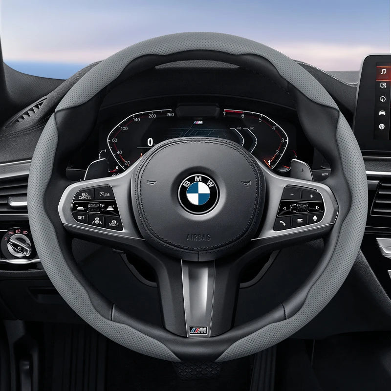 Suitable for Bmw Breathable Hole Leather Steering Wheel Cover Segmented Quick Release Design Non-Slip Durable