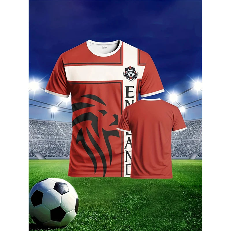 Summer England Flag Men Football T-shirt 3D Print Graphic Casual Sports Short Sleeve T Shirts Outdoor Fashion Children Tees Top