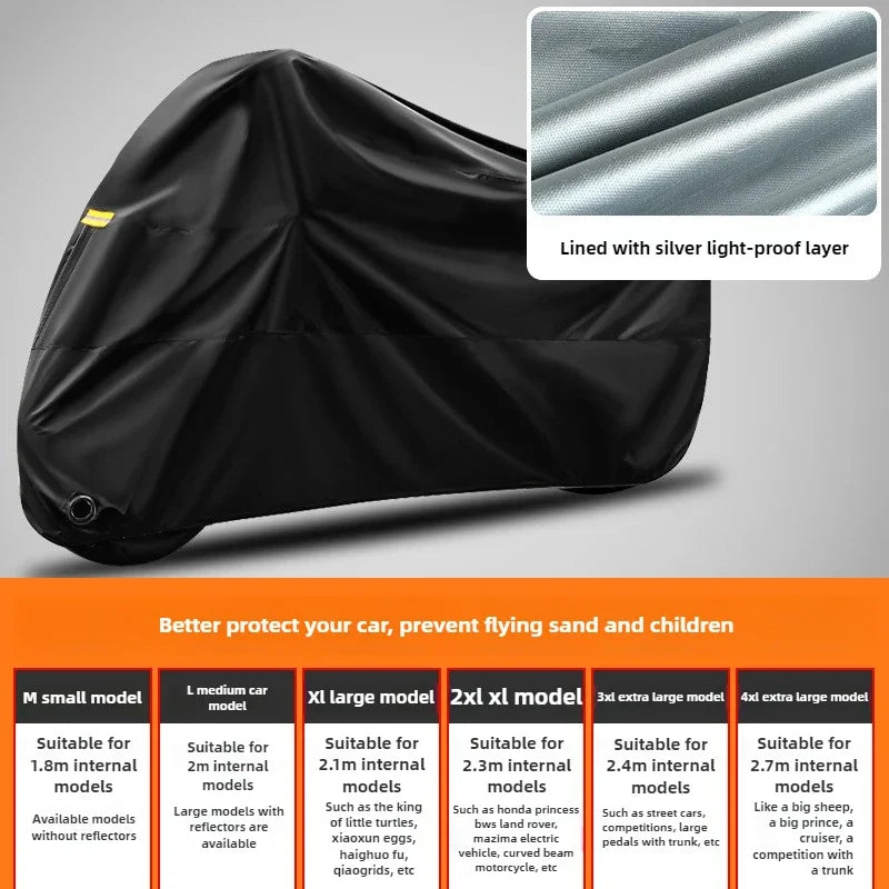 Motorcycle Thick 190T Waterproof Universal Outdoor Uv Electric Bike Protective Motorbike Dust Rain Sunshade Cover for All Season