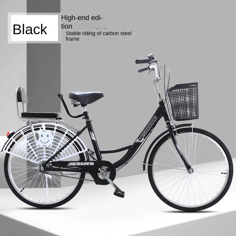 WolFAce 22 Inch/24 Inch/26 Inch Carbon Steel Frame Adult Bicycle Student Scooter Princess Bicycle Ordinary Pedal Road Bicycle
