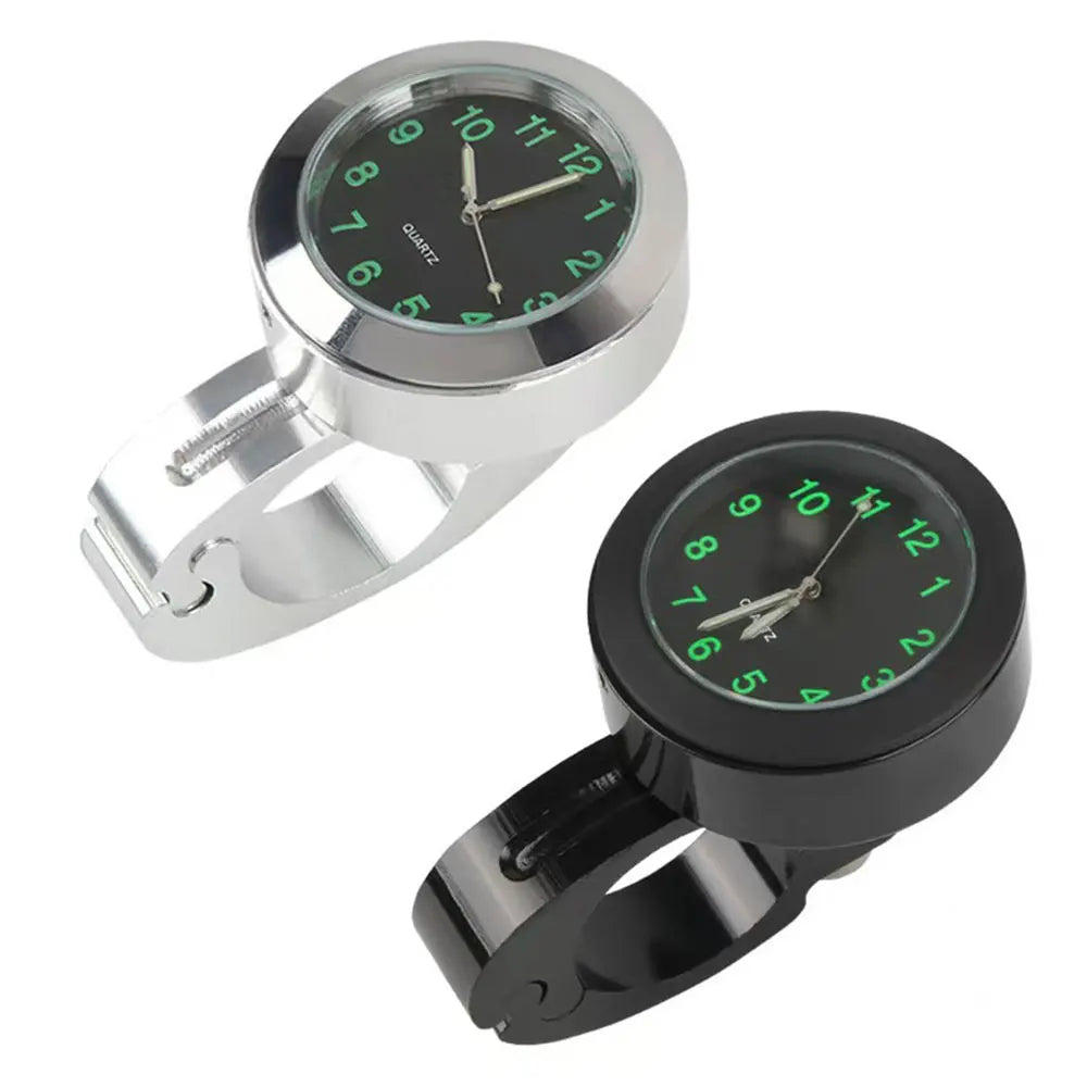Motorcycle Aluminum Quartz Watch Luminous Clock 22-25mm Handlebar Mount for Scooter Bicycle Motorbike Speedmeter Time Display
