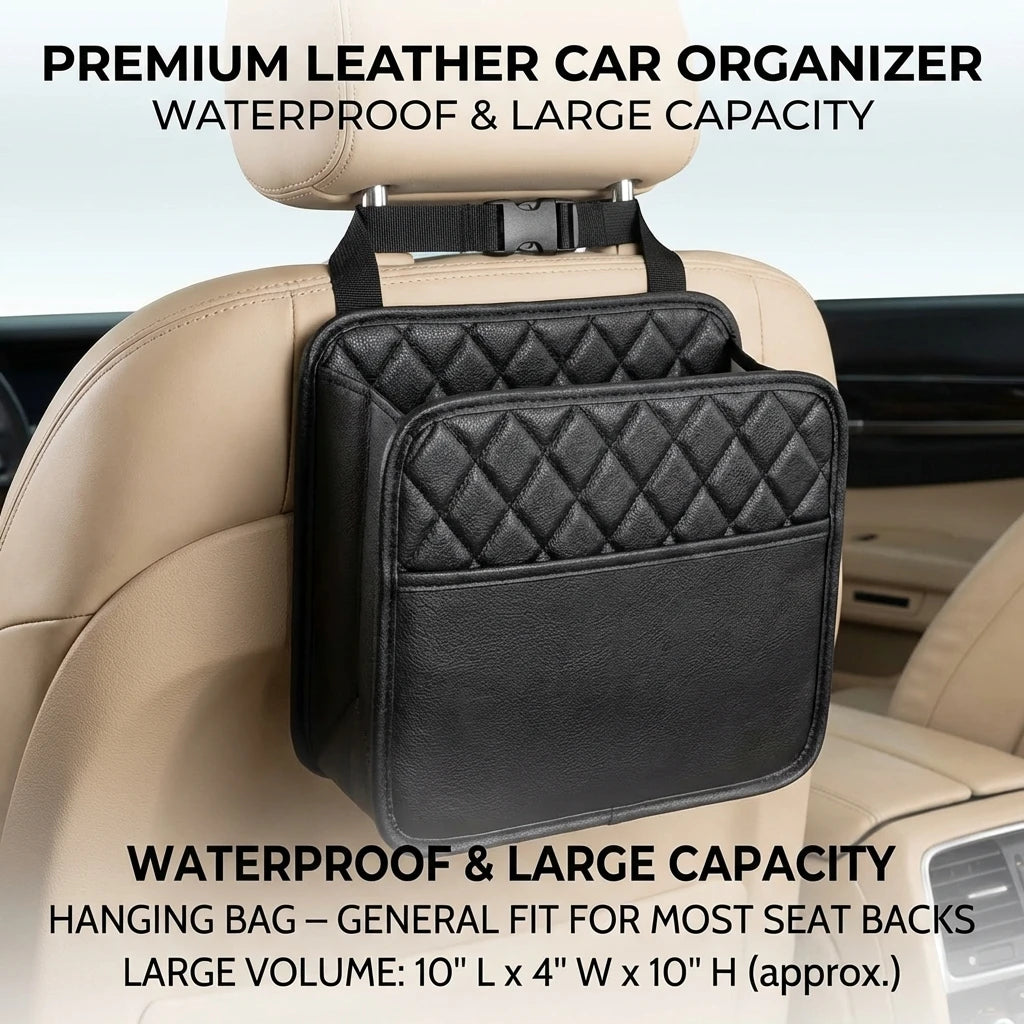Multifunctional car seat storage bag Leather storage bag Garbage bag Storage bag Suitable for most car models