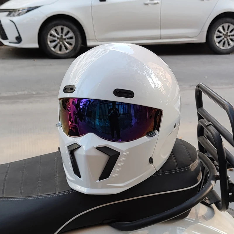 ORZ motorcycle retro helmet cruise men's and women's combination full helmet scorpion helmet reserved Bluetooth headphone slot