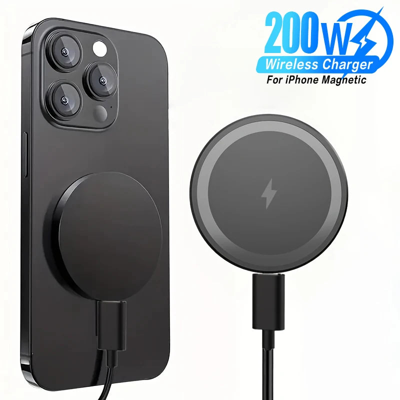 200W Magnetic Wireless Charger Phone Pad For Magsafe iPhone 17 16 15 14 13 12 Pro Max Airpods 4 Pro Magnet Fast Charging Station