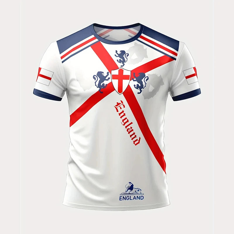 Summer England Flag Men Football T-shirt 3D Print Graphic Casual Sports Short Sleeve T Shirts Outdoor Fashion Children Tees Top