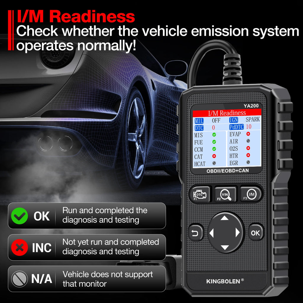 KINGBOLEN YA200 OBD2 Scanners Diagnostic Tool Automotive Scanner Engine DTC Lookup Battery Test Code Reader Free Lifetime Update