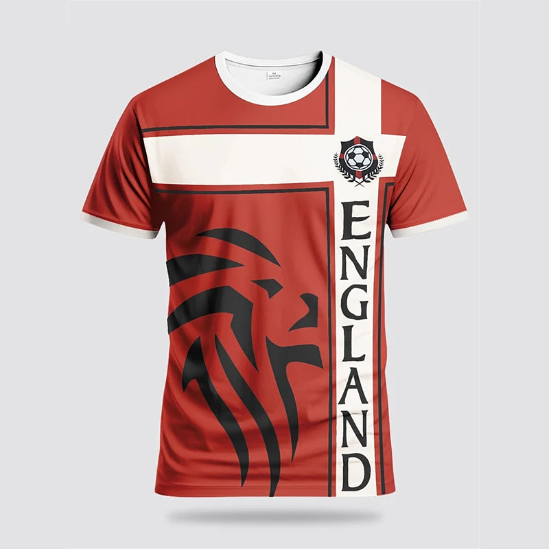 Summer England Flag Men Football T-shirt 3D Print Graphic Casual Sports Short Sleeve T Shirts Outdoor Fashion Children Tees Top
