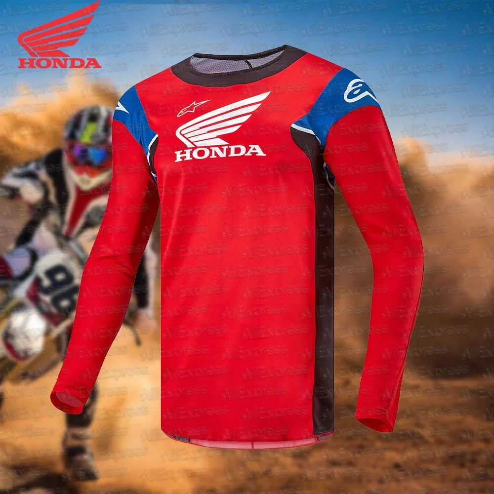 25 Honda Off-road Motorcycle Jersey Mountain Bike Downhill Sport Long Sleeved T-Shirt Top Daily Quick Drying Breathable Clothing