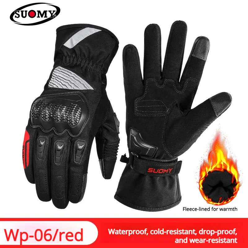 SUOMY Winter Waterproof Motorcycle Gloves Men Women Spring Autumn Motocross Biker Gloves Touch Screen Moto Cycling Gloves
