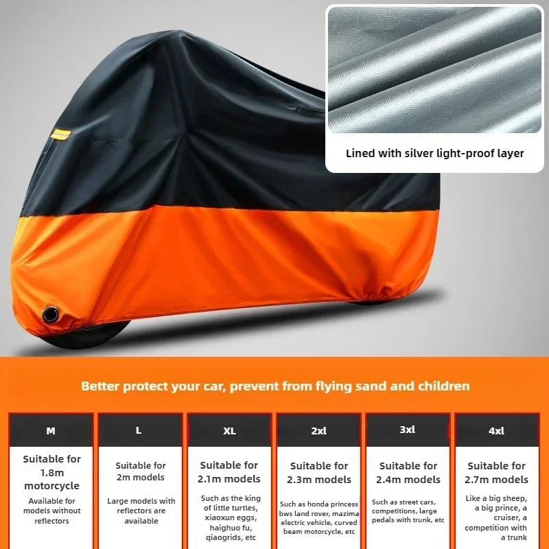 Motorcycle Thick 190T Waterproof Universal Outdoor Uv Electric Bike Protective Motorbike Dust Rain Sunshade Cover for All Season
