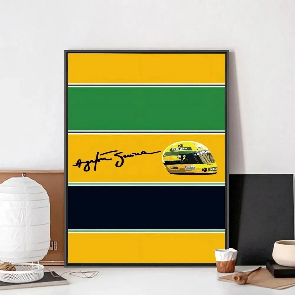 F1 Ayrton Tacing Driver Senna Poster No Framed Club Bar Paper Vintage Poster Wall Art Canvas Painting Bedroom Room Home Decor