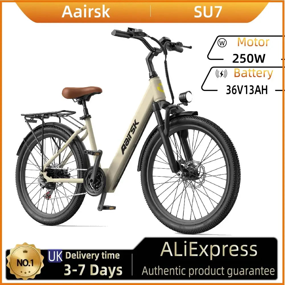 Aairsk SU7  Adult Electric Bicycle 250W Motor E-bike 36V13Ah Battery Electric Bike 24 Inch Tire NFC city ebike