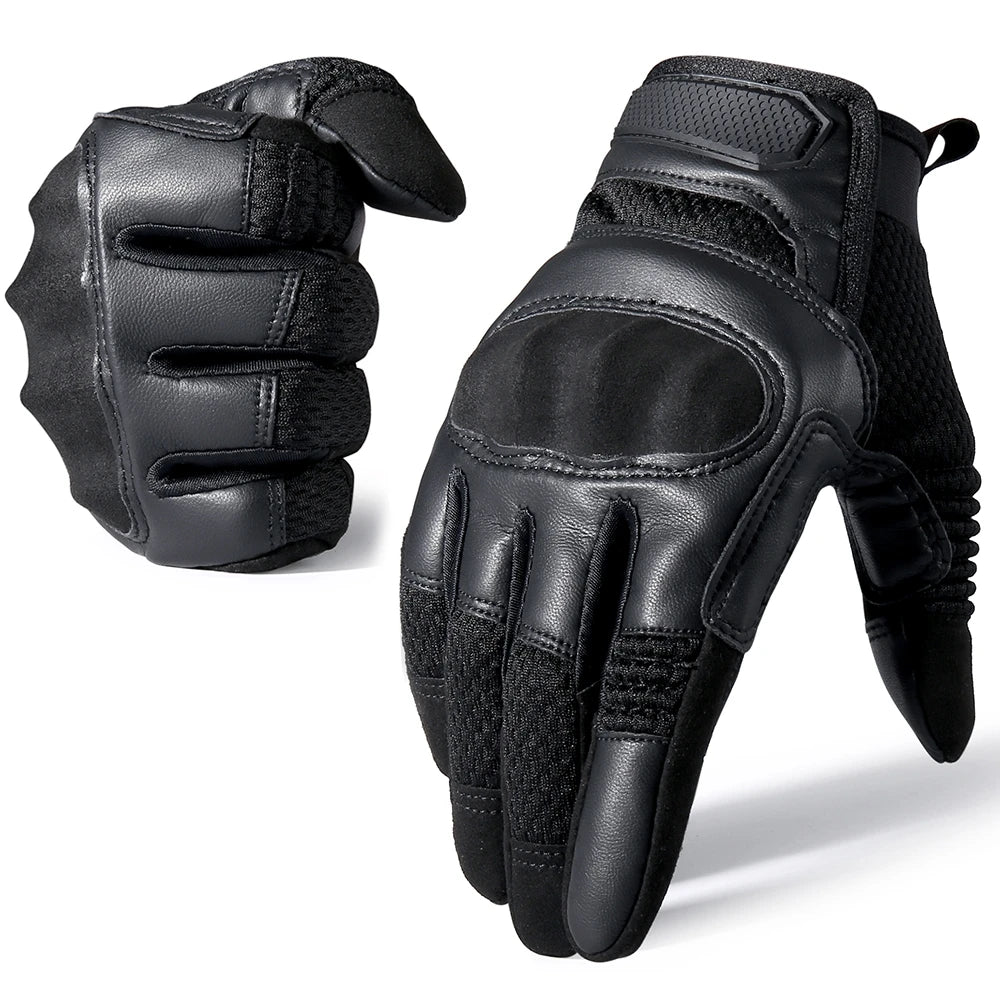 Touchscreen PU Leather Motorcycle Full Finger Gloves Racing Pit Bike Riding Motorbike Moto Motocross Enduro Non-slip Protective