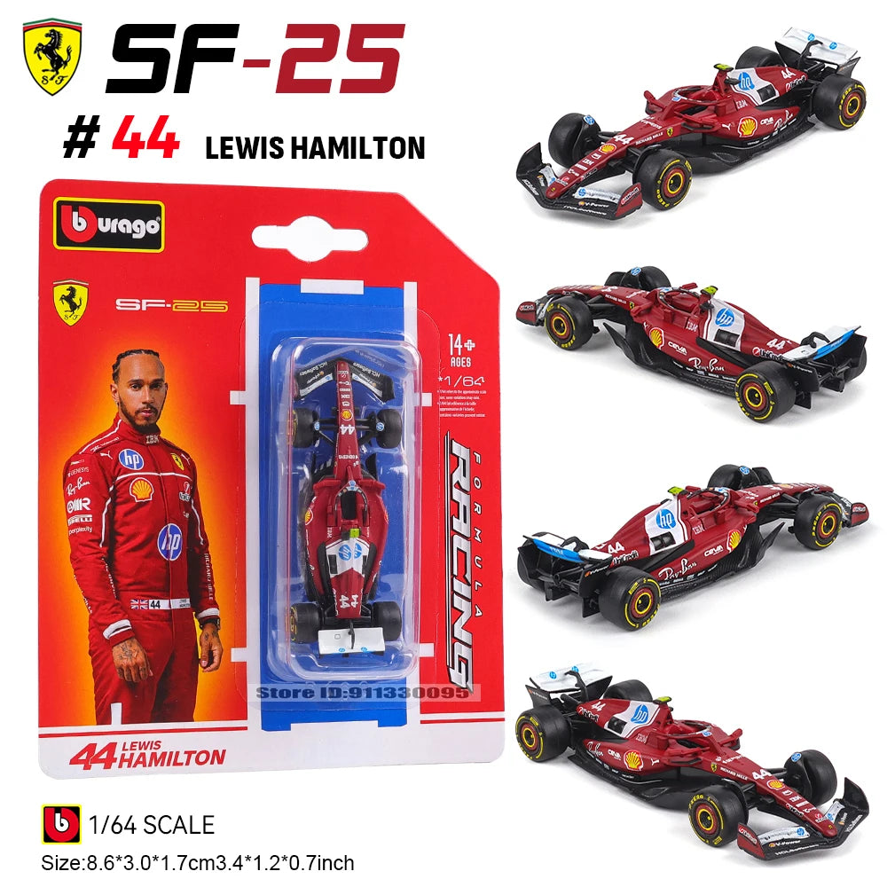 Bburago 1:64 2025 F1 Scuderia Ferrari HP SF25 #16 Leclerc #44 Hamilton Alloy Car Die Cast Model Toy Collectible