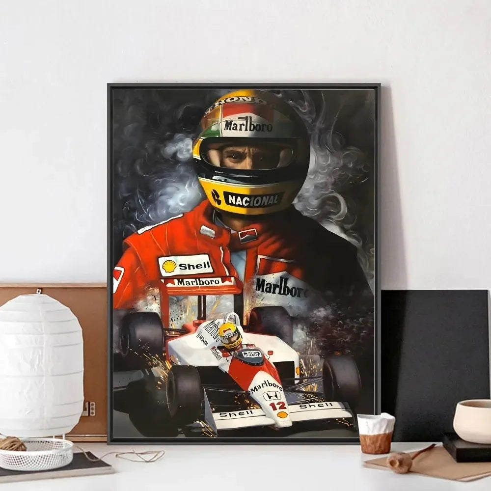 F1 Ayrton Tacing Driver Senna Poster No Framed Club Bar Paper Vintage Poster Wall Art Canvas Painting Bedroom Room Home Decor