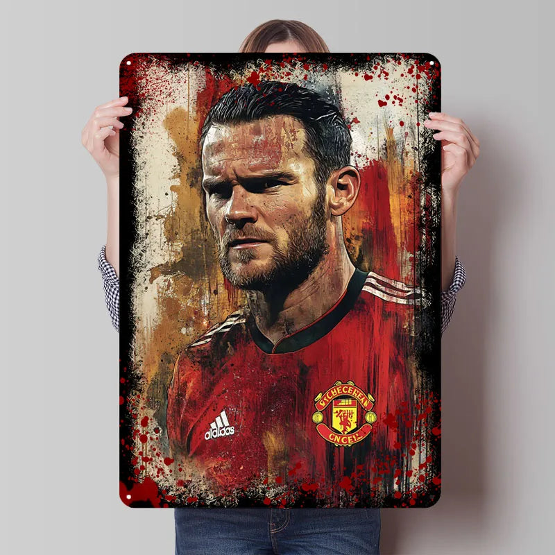 Wayne Rooney Football Player Metal Poster Garage Decoration Living Room Custom Soccer Metal Tin Signs for Home Room Decoration