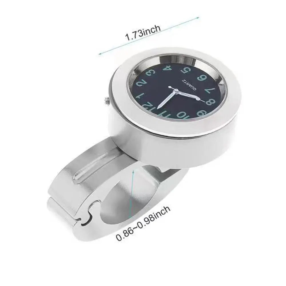 Motorcycle Aluminum Quartz Watch Luminous Clock 22-25mm Handlebar Mount for Scooter Bicycle Motorbike Speedmeter Time Display