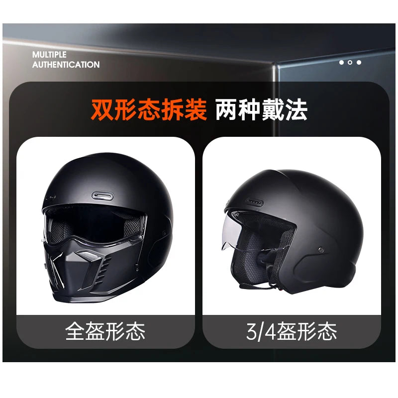 ORZ motorcycle retro helmet cruise men's and women's combination full helmet scorpion helmet reserved Bluetooth headphone slot