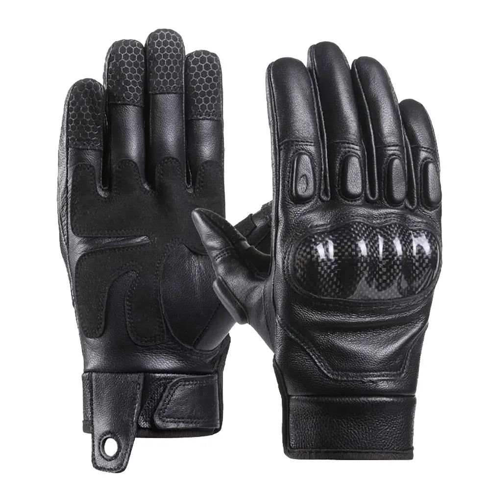 Retro Leather Motorcycle Gloves Men Full Finger Motorbiker Gloves Non-slip Protective Guantes Moto Motocross Cycling Glove M-2XL