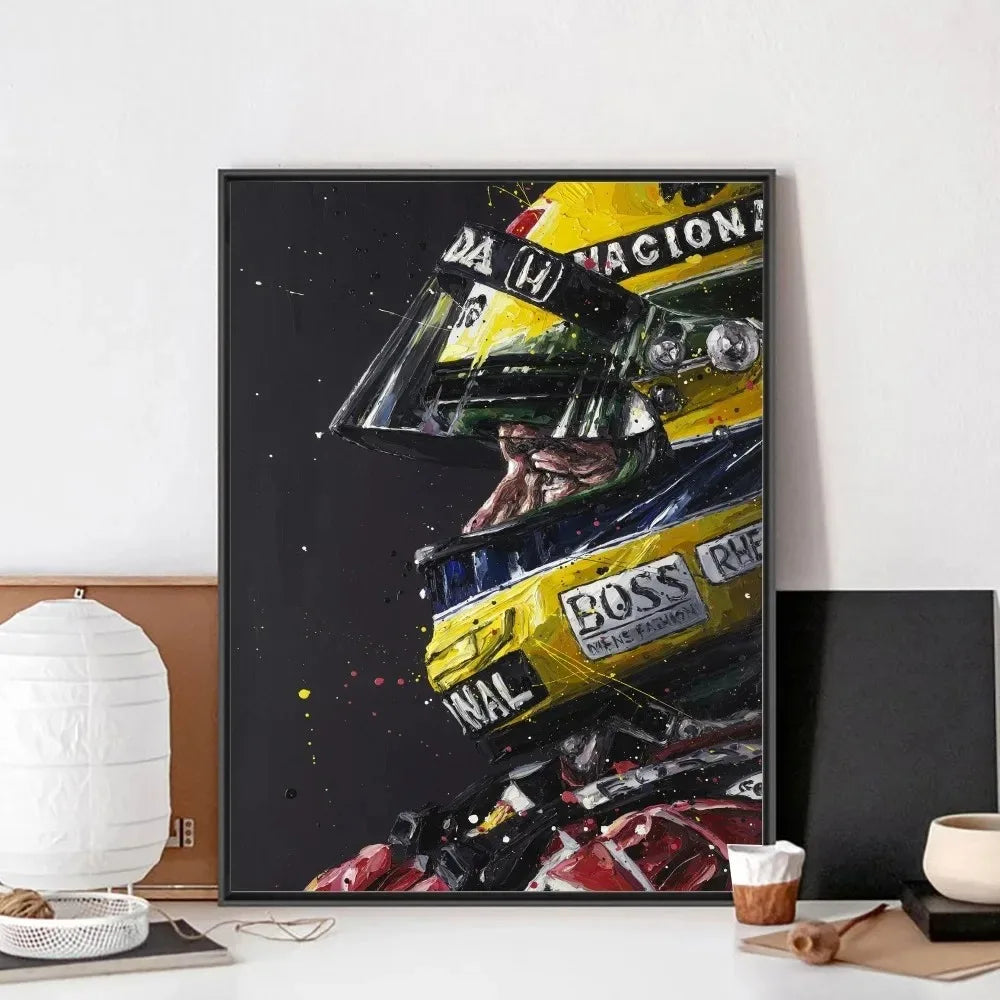 F1 Ayrton Tacing Driver Senna Poster No Framed Club Bar Paper Vintage Poster Wall Art Canvas Painting Bedroom Room Home Decor