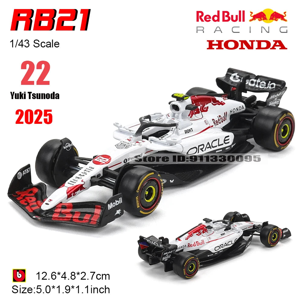Bburago 1:43 F1 Red Bull RB21 2025  Japan Station #1 Verstappen #22 Yuki Tsunoda Alloy Car Die Cast Model Toy Collectible