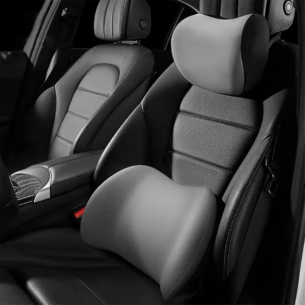 Car Headrest Lumbar Support Memory Foam Vertebral Lumbar Support Car Neck Pillow Back Cushion Office Car Interior Accessories