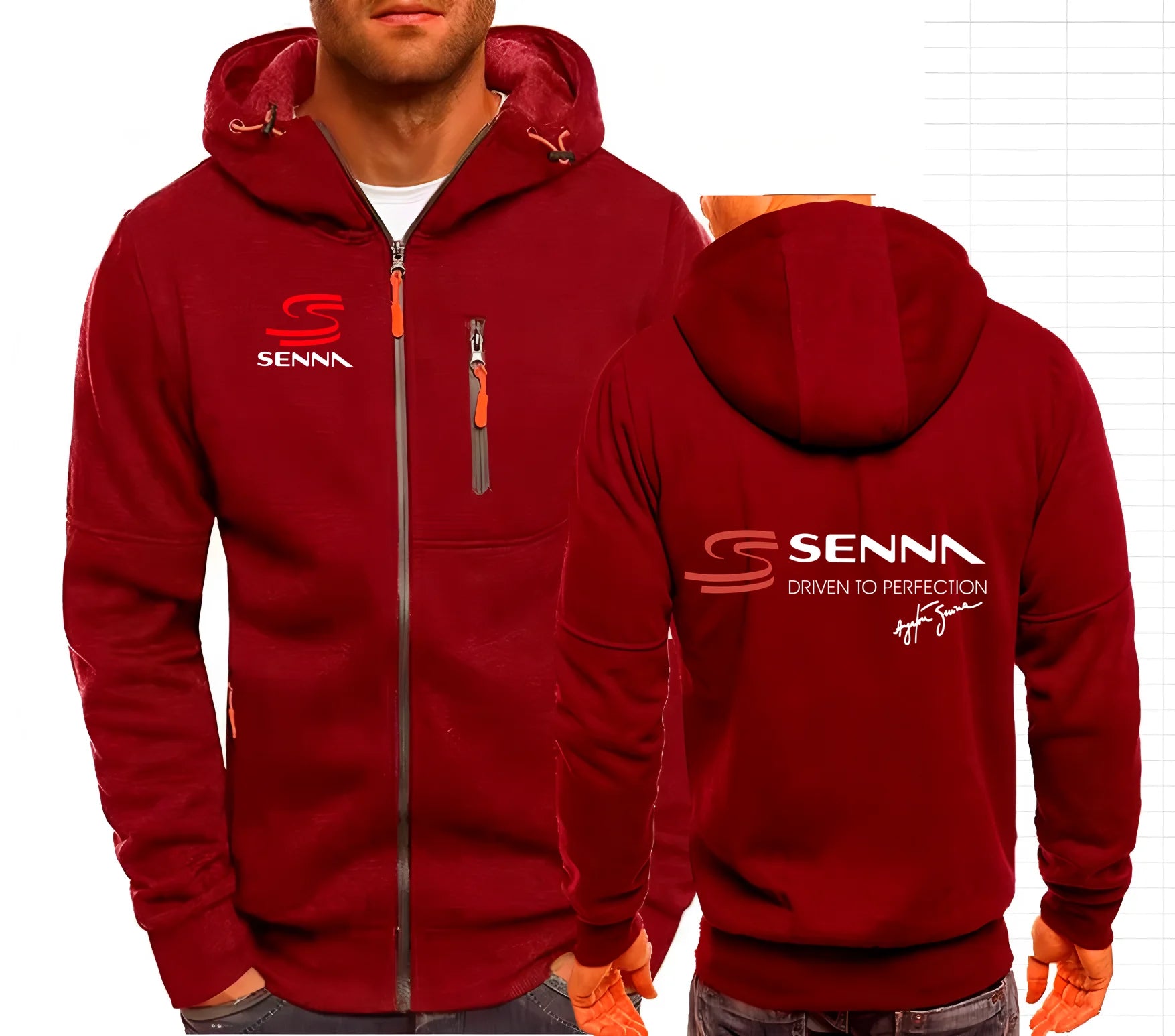 Ayrton Senna Brazilian Formula 1 Legend Men Hoodies Sweatshirts Zip up Hooded Sweatshirt Men Car F1 Sportswear Casual Jacket