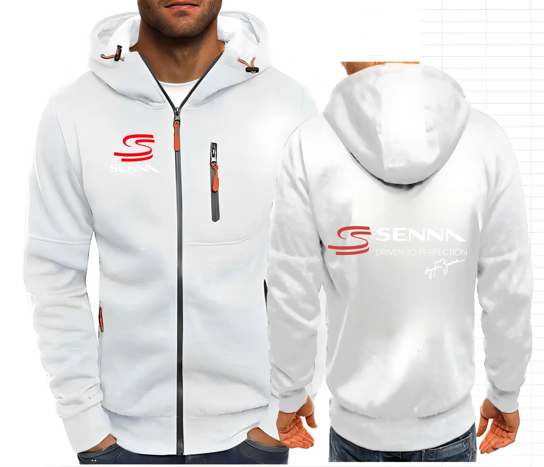 Ayrton Senna Brazilian Formula 1 Legend Men Hoodies Sweatshirts Zip up Hooded Sweatshirt Men Car F1 Sportswear Casual Jacket