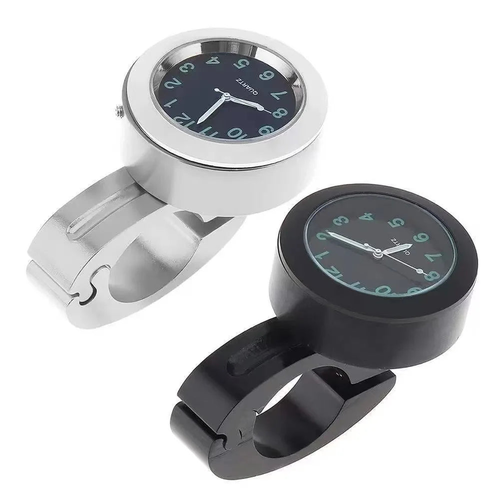 Motorcycle Aluminum Quartz Watch Luminous Clock 22-25mm Handlebar Mount for Scooter Bicycle Motorbike Speedmeter Time Display