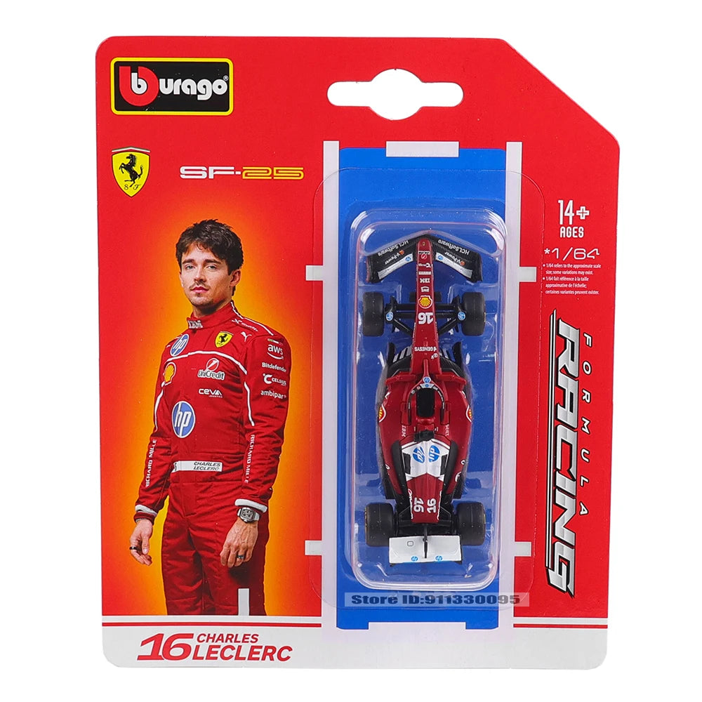 Bburago 1:64 2025 F1 Scuderia Ferrari HP SF25 #16 Leclerc #44 Hamilton Alloy Car Die Cast Model Toy Collectible