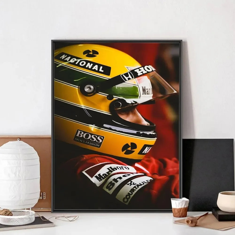 F1 Ayrton Tacing Driver Senna Poster No Framed Club Bar Paper Vintage Poster Wall Art Canvas Painting Bedroom Room Home Decor