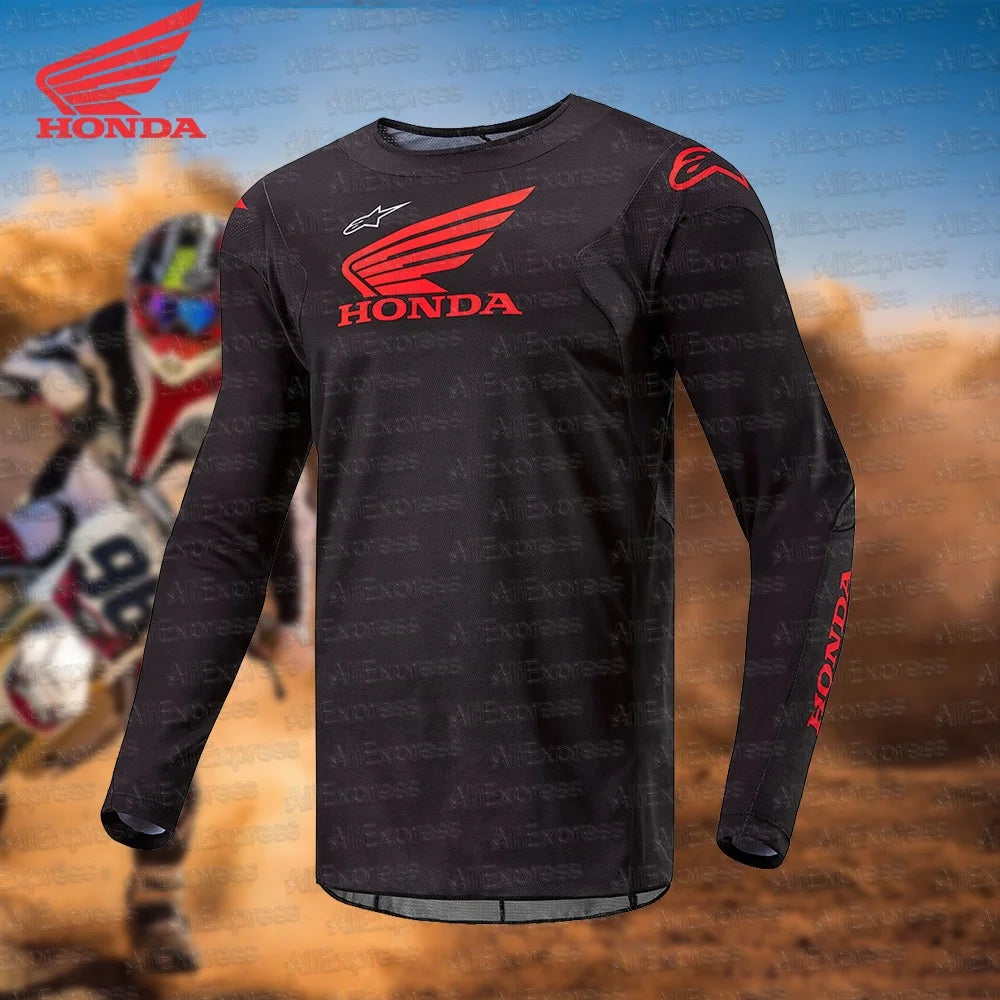 25 Honda Off-road Motorcycle Jersey Mountain Bike Downhill Sport Long Sleeved T-Shirt Top Daily Quick Drying Breathable Clothing