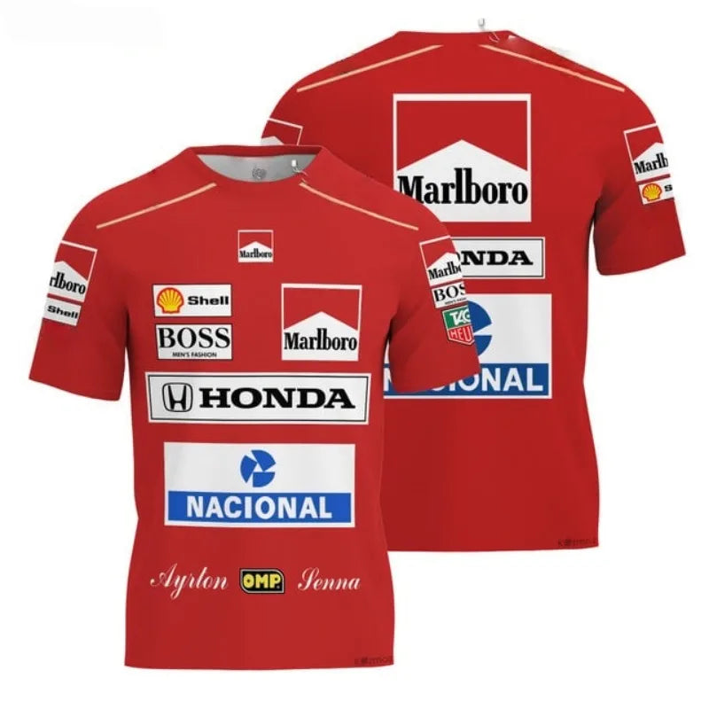 Ayrton Senna Honda F1 Racing Short Sleeve T-Shirt Unisex Sports Leisure Fashion Trend for Adults And Children