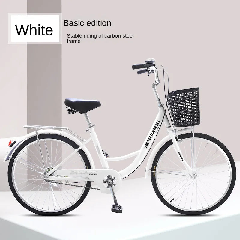 WolFAce 22 Inch/24 Inch/26 Inch Carbon Steel Frame Adult Bicycle Student Scooter Princess Bicycle Ordinary Pedal Road Bicycle