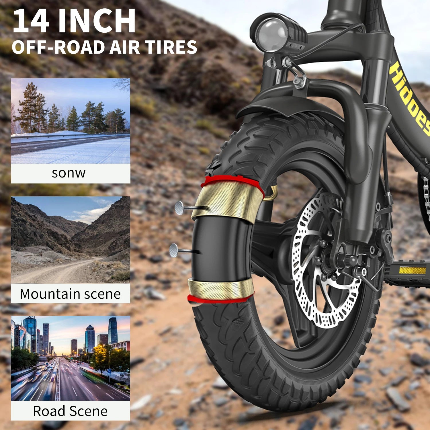 Hidoes Electric Bicycle 350W Motor 36V10.4AH Lithium Battery E-bike Adult Children Universal 14-inch Folding Electric Bike