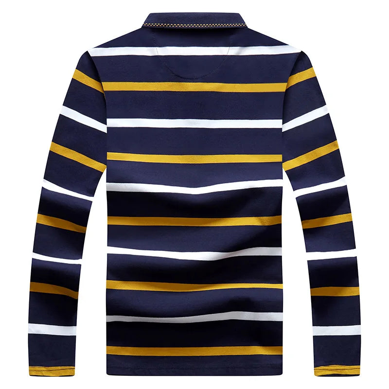 Spring Men Polo Shirt Cotton Long Sleeve Stripe Polo Shirt Men Autumn Embroidery Casual Fashion Polo Shirt Business T-shirts Men