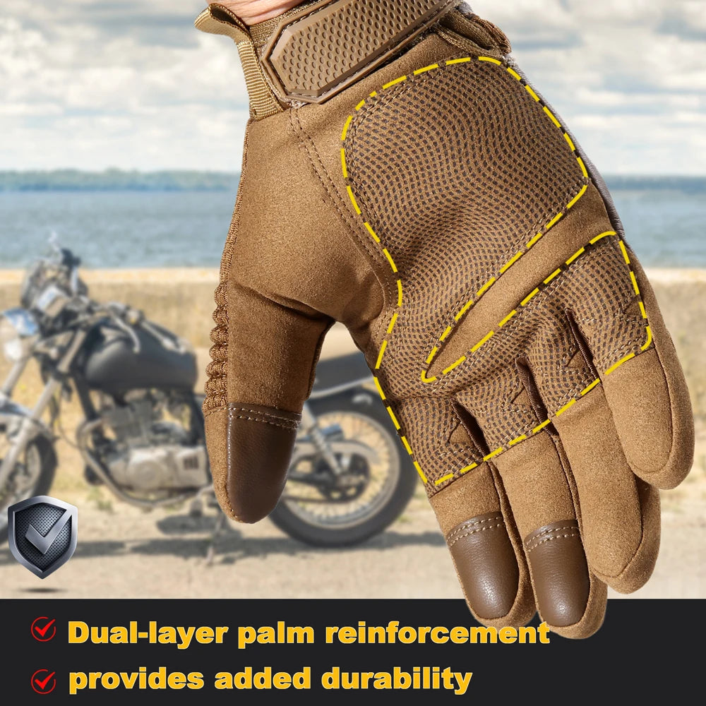 Touchscreen PU Leather Motorcycle Full Finger Gloves Racing Pit Bike Riding Motorbike Moto Motocross Enduro Non-slip Protective