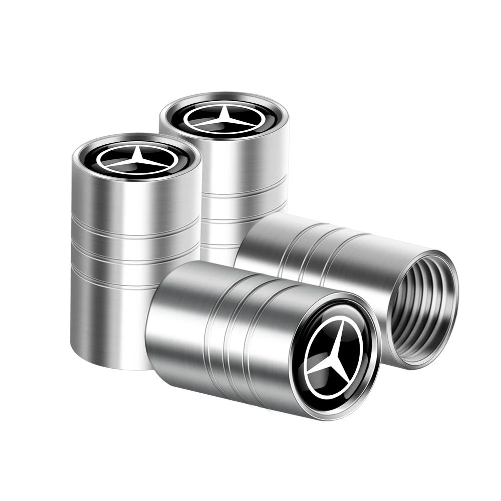 4pcs Metal Car Wheel Tire Valve Caps Stem Cover For Mercedes Benz AMG A B C E M R G S Class GLA GL CLA CES CLS SLK GLK CLK GLC