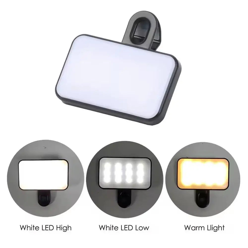 Portable Mini LED Selfie Fill Light 3 Modes Adjustable Brightness Rechargeable Lamp For Mobile Phone Computer Live Video Light
