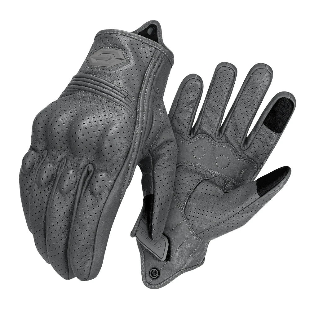 Retro Leather Motorcycle Gloves Men Full Finger Motorbiker Gloves Non-slip Protective Guantes Moto Motocross Cycling Glove M-2XL