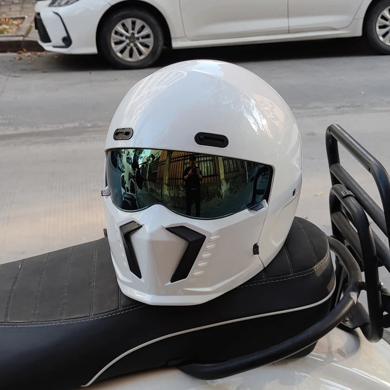 ORZ motorcycle retro helmet cruise men's and women's combination full helmet scorpion helmet reserved Bluetooth headphone slot