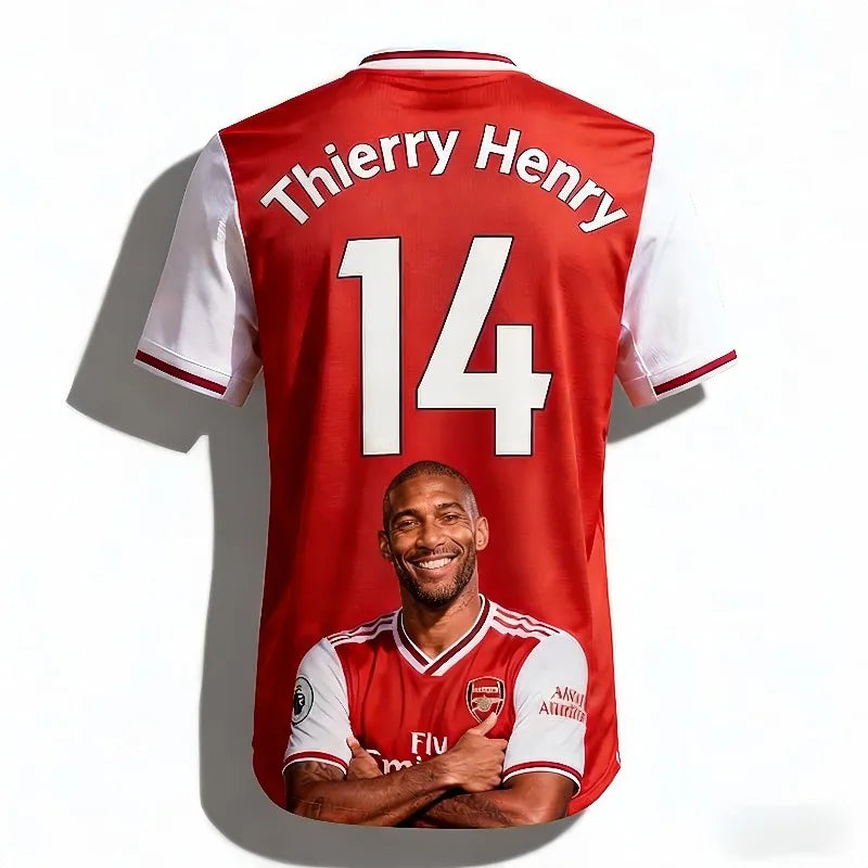 New Design A Must-have for Arsenal Fans! Henry Divine Striker 3D Printed Jersey – Casual Loose-Fit Short Sleeve for Soccer Fans
